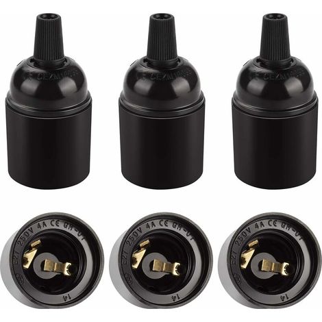 Portalámparas vintage negro E27, lámpara colgante retro Edison, adaptador de portalámparas de baquelita maciza, perfecto para decoración, proyectos industriales y de bricolaje, juego de 6 (1/4)
