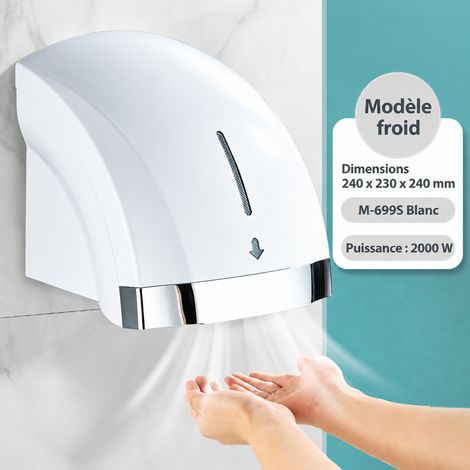 Sèche-mains automatique mural 699S air chaud et froid pour sanitaires 24 × 23 × 24 cm 2,75 kg – Livraison gratuite