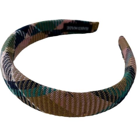 Bandeau rembourré à carreaux pour femme, large bandeau léger et antidérapant, idéal pour l'automne et l'hiver.-F (1/5)