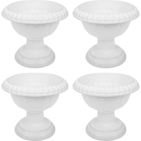 Set mit 4 dekorativen römischen Blumentöpfen für Hochzeiten, Blumenschmuck, Wohnaccessoires – 16 x 14 cm – Weiß (1/3)