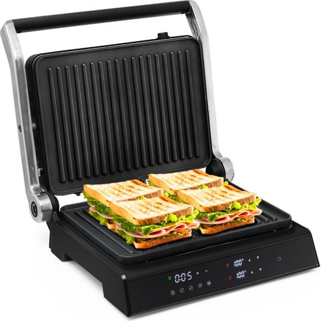 Grill multifonction électrique 35 x 30 x 14 cm 5 modes automatiques assise ergonomique design contemporain en aluminium noir