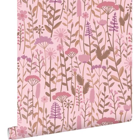 papier peint fleurs des champs rose - ESTAhome (1/5)