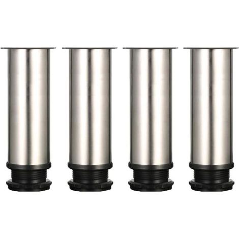 Pieds de meubles - Réglables - Acier inoxydable brossé - Hauteur ajustable 150 mm - Finition lisse (1/5)