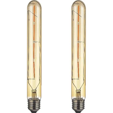 E27 T30 long Tube Vintage Edison LED ampoules, verre ambré, 4 Watt, 220-240V, 2700k blanc chaud, ampoules décoratives, lustres vintage, Appliques, Lampes de table, lot de 2 (1/5)
