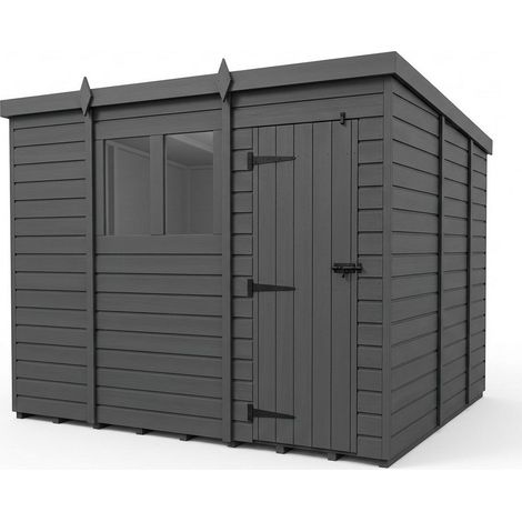 11ft x 9ft Composite Pent Garden Shed Single Door With Windows - Composite - L335 x W274 x H210 cm - Grey