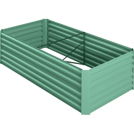 Raised Beds for Garden, Galvanised Steel Outdoor Planters  Multi-reinforced Rods, 180 x 90 x 59 cm, Light Green (1/5)