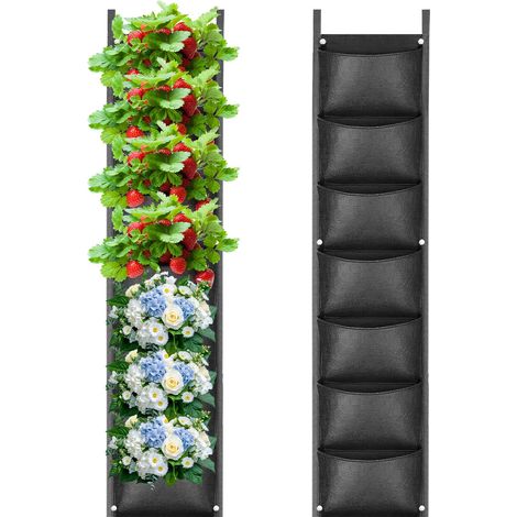 Sac à Plantes Mural 7 Sacs de Plantation Murale Sac de Plantation Vertical Poche Mur Vegetal Jardin Vertical Exterieur Balcon Cour (1/4)