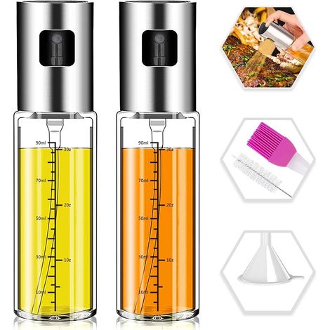 2 Pulvérisateur d'huile, Acier inoxydable 304, Bouteille verre 100ml, Sans BPA, Cuisine, Barbecue (1/5)