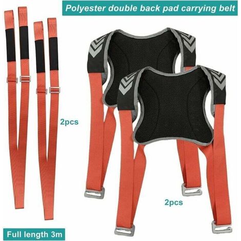 Trimec – Sangles de levage réglables pour déménagement – Lot de 4 – Polyester résistant – Capacité de charge jusqu'à 200 kg – Système pour 2 personnes