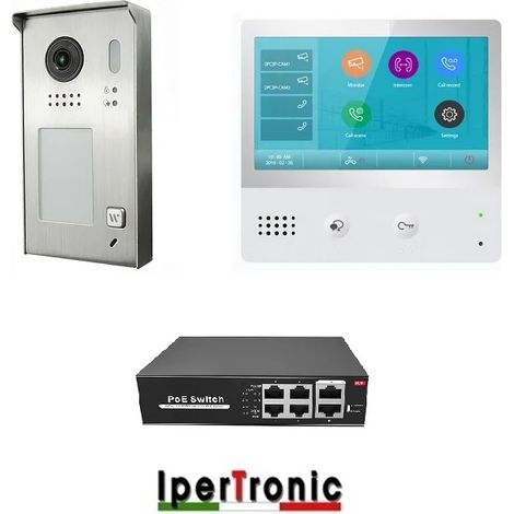 Kit Videocitofono IP monofamiliare 7 pollici WIFI SD Ipertronic