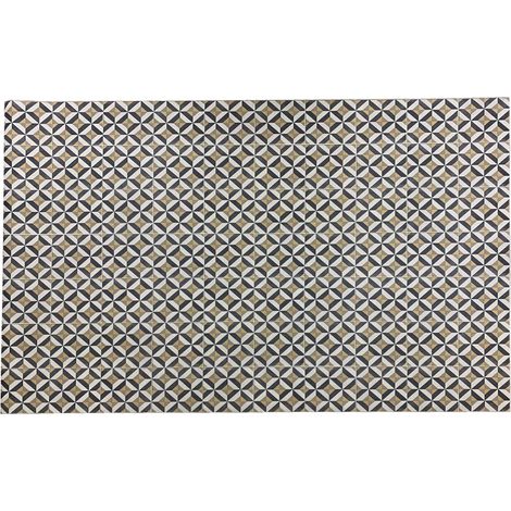Tapis en Vinyle hydraulique à Losanges Gris Clair, Gris foncé, Jaune et Blanc cassé, pour Couloir, Salon, Cuisine, Chambres ou Moquette en Vinyle hydraulique. (1/5)