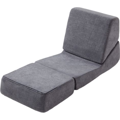 Kleine Couch Schlafsofa für Erwachsene, Klappbare Sofa Bed, Chaiselongue, Umwandelbarer Schaumstoff-Bodensofa, Mini Lounge Sofa mit Dreifach Klappbar Matratze, Grey (1/5)