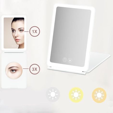 Miroir Maquillage de Table Lumineux Grossissant Coiffeuse Lumières LED (1/4)