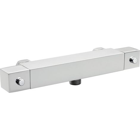 Contemporary Square Thermostatic Shower Bar Valve (1 Outlet) - Chrome - Balterley