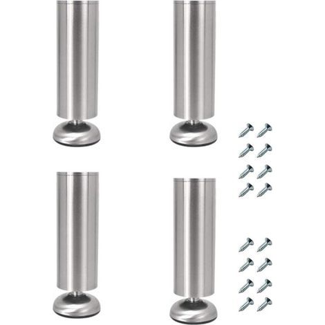Ensemble de 4 pieds de meubles réglables en acier inoxydable, 25 cm d'épaisseur, pour supports TV et canapés (1/5)