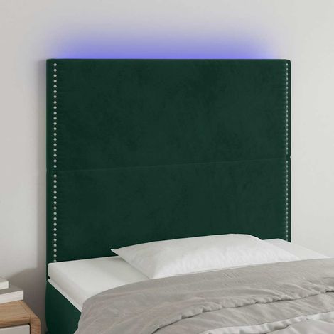 vidaXL Cabecero con luces LED terciopelo verde oscuro 100x5x118/128 cm (1/5)