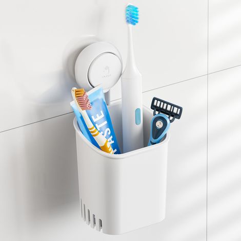Support de brosse à dents à ventouse, sans perçage, amovible, étanche, pour salle de bain, cuisine, rasoir et brosse à dents électrique (1/5)