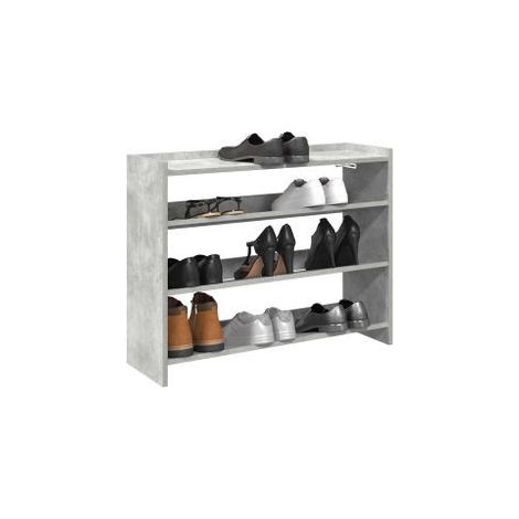 Étagère à chaussures en bois Manda L 80 x H 62cm - Rangement 3 niveaux-Gris béton (1/5)
