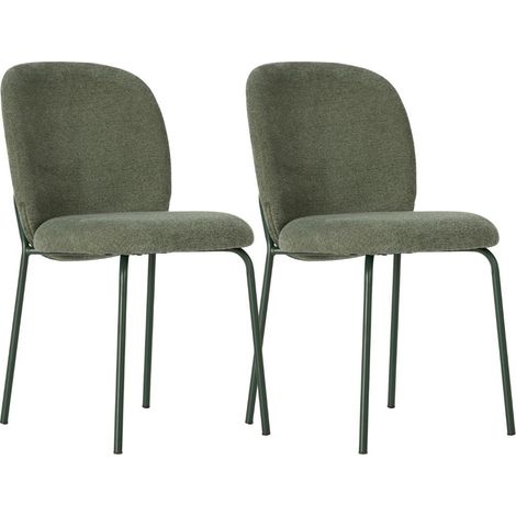 Lot de 2 chaises en tissu polyester doux vert et pieds en métal laqué vert - DARRIS (1/5)