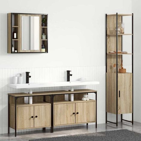 Badezimmermöbel-Set mit Regal 4 pcs Sonoma-Eiche Holzwerkstoff