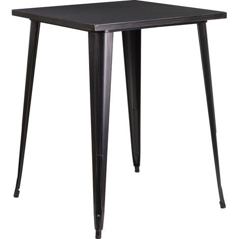 Meuble 80 cm carré en métal Intérieur Barre de Hauteur Table, Métal, Black-Antique Gold, 31.5'' (1/5)