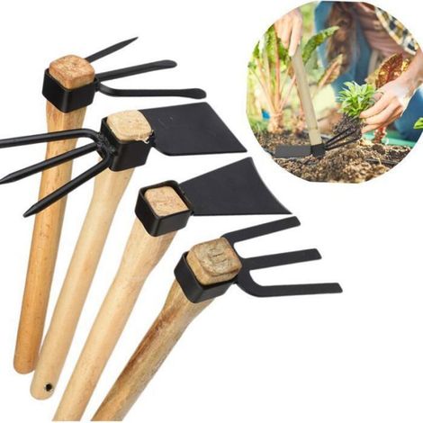 4 pc Outils De Jardinage Houes De Désherbage pour Le Jardinage Petite Houe Et Cultivateur Jardinage Manuel Cultivateur Houe (1/4)