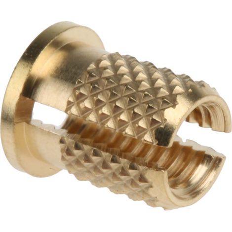 Insert fileté RS PRO, M5, en Laiton, fixation Ø 6.4mm, L 9.53mm ( Prix pour Sachet de 100 ) (1/2)