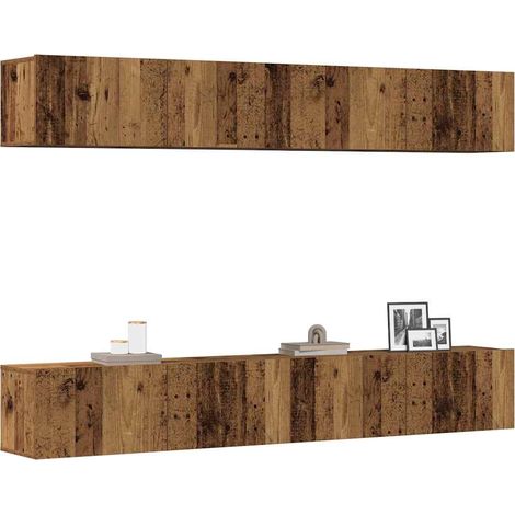 4-teiliges TV-Wandschrank-Set Altholz 100x30x30 cm