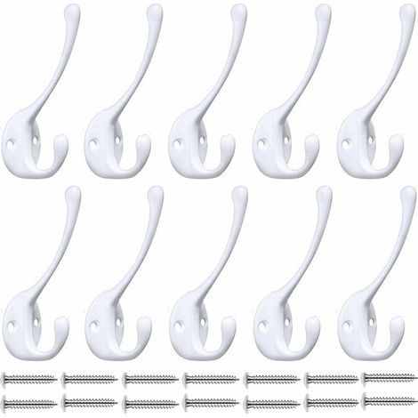 Ganchos de pared resistentes (paquete de 10), ganchos de pared premium, ganchos de pared de metal inoxidable, ganchos para abrigos y sombreros para pasillos y entradas.