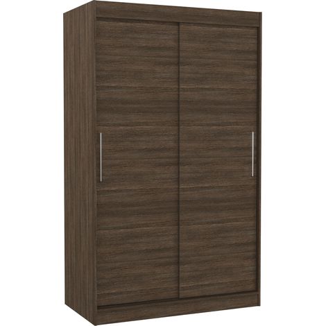 Petite armoire de chambre marron avec 2 portes coulissantes Keria 120cm (1/5)
