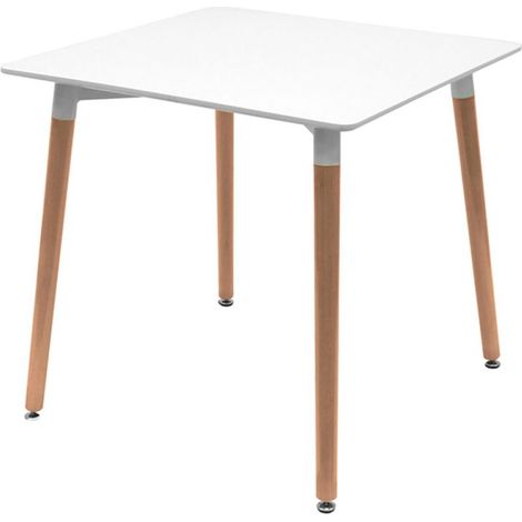 Estilo Nórdico - Mesa Tower Cuadrada 80 cm - Blanco (1/5)