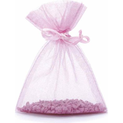 Sacchetto in organza rosa confetto con nastrino di chiusura in raso è un'ottima soluzione per confezionare, set da 100 pezzi, cm8x11H (al tirante7,5)