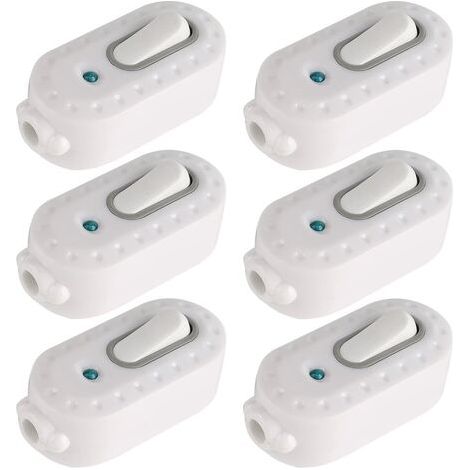 Interrupteur Bi-polaire,20 Pcs 6A Compact en Plastique On/Off Interrupteur à Bascule Interrupteur à Bascule Led Interrupteur en Ligne Cordon Lumière Interrupteur avec voyant pour Petit Appareil (1/5)