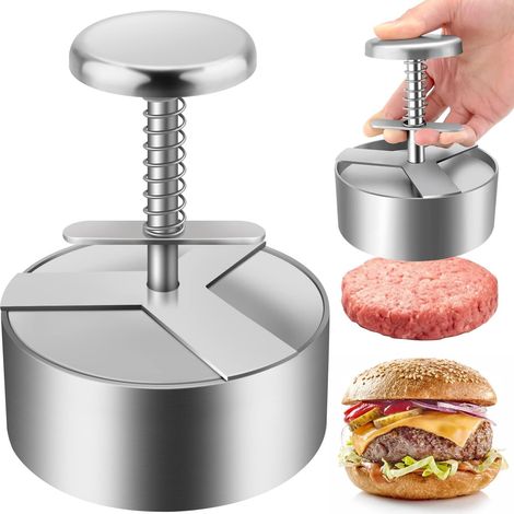 Presse à Burger en Acier Inoxydable 304 - Hauteur Réglable, BBQ et Fêtes, Idéal Famille, Antiadhésive (1/5)