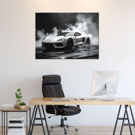 Wandbild Weißer Sportwagen 90x60 (1/4)