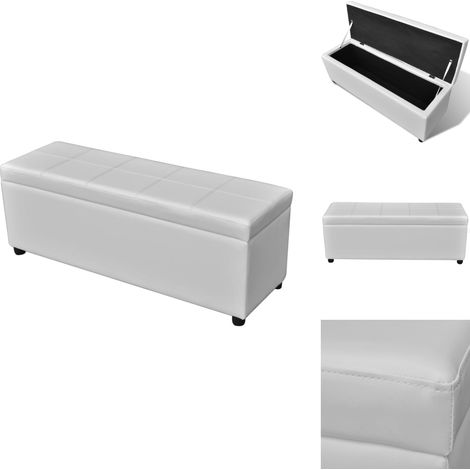 The Living Store Banc long de rangement Bois Blanc - Banc en bois (1/5)