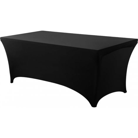 Nappe de Table Extensible [6 Pieds, 183 cm] Couverture de Table en Polyester et Spandex   Lavable en Machine et Infroissable (Lot de 1, Noir) (1/5)