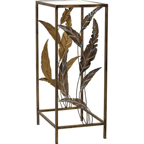 table d'appoint dorée en fer design feuilles élégantes - doré effet vieilli feuilles bronze (1/5)