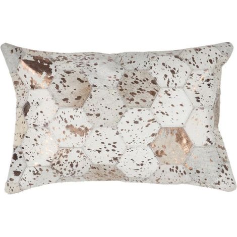 Coussin Design en Cuir "Spark" 40x60cm Ivoire & Chrome (1/3)