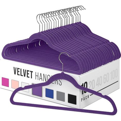 Lot de 10 cintres velours antidérapants pour vêtements, manteaux et costumes - Cintres fins légers pour placard, gain de place, revêtement en tissu doux, solides et compacts (1/5)