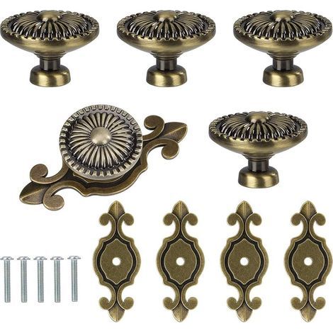 Tiradores para cajones, paquete de 5 tiradores para muebles, tiradores redondos para cajones, tiradores para puertas, tiradores para armarios (bronce) (1/5)