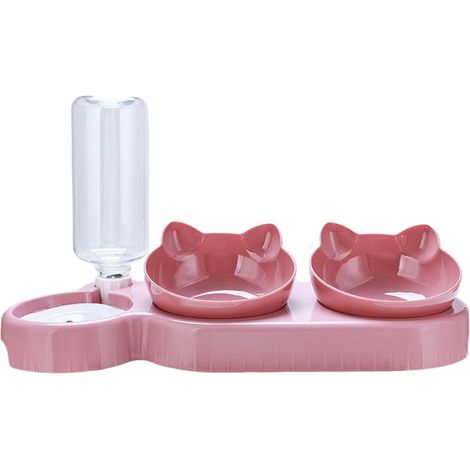 1 gamelle 3 en 1 pour chat, abreuvoir intégré 500 ml, gamelle surélevée réglable 15°, distributeur nourriture eau (1/5)
