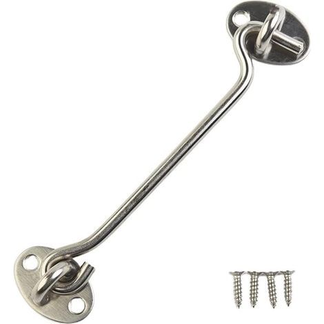 Gancio per porte e finestre in acciaio inox da 4 pollici, colore acciaio, adatto per serrature di porte scorrevoli e persiane, 1 pezzo (1/5)