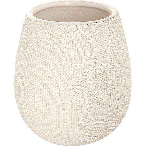 Portaspazzolino in Ceramica Bianco da Appoggio con Gusto Etnico Safari (1/2)