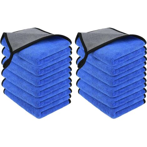 Mikrofasertücher Auto 500GSM Blau-12 Stück-30x40cm 12 Stück-30x40cm (1/5)
