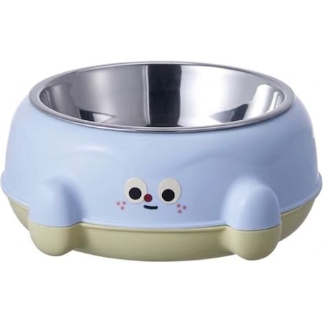 Bol en acier inoxydable pour chien et chat, bleu, taille 18.5x14x6.5cm (1/5)