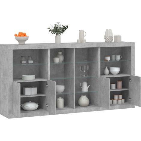 Sideboard mit LED-Leuchten Betongrau 202x37x100 cm