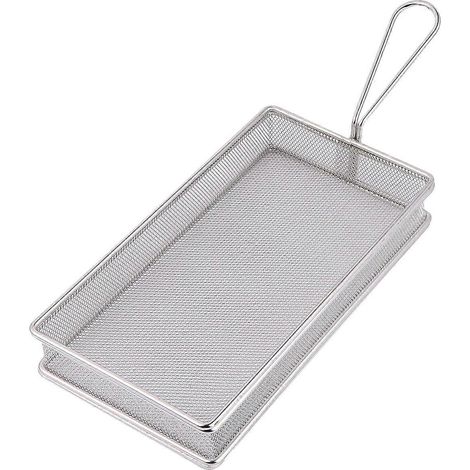 Passoire à friture en acier inoxydable, égouttoir, filtre à friture, panier à frites (maille fine, motif A)-35X13X4CM-Silver (1/4)