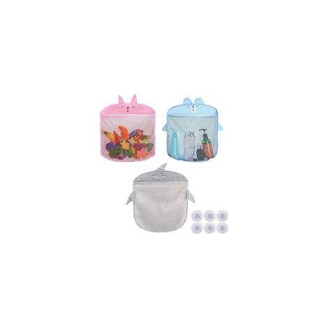 Organizzatore per giocattoli da bagno 35 x 40 cm, rete portaoggetti sospesa con ventosa, fantasia a cartoni animati. - Crezuo