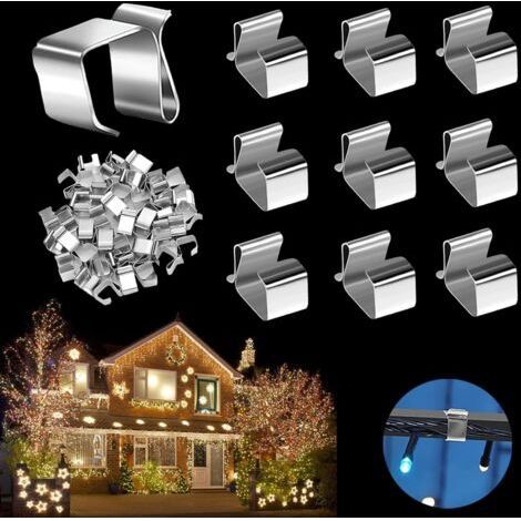 60 Pieces Gutter Hooks for String Lights Exterior Roof Gutter Hooks Metal Light Hooks for Exterior Lights Stainless Steel Christmas Light Clips (1/5)